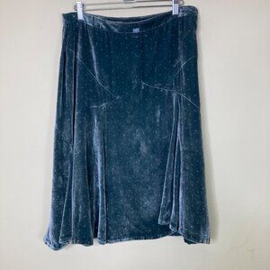 Marc Jacobs Green Velvet Polka Dot Midi Skirt 8 Rayon Silk Blend Whimsigoth